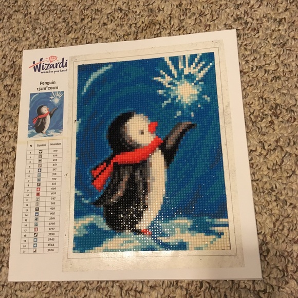 Handmade Diamond Art Completed Penguin - Full Drill - 6" X 8" Gift - Picture 6 of 6